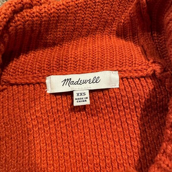 Madewell Sweater Preppy Cozy Retro Minimalist Cross Back Turtleneck Orange XXS - Picture 3 of 6